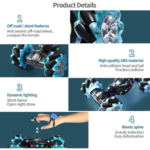 Hand Gesture Sensor RC Stunt Car Double Sided Rotating Remote Control Car - Image 7